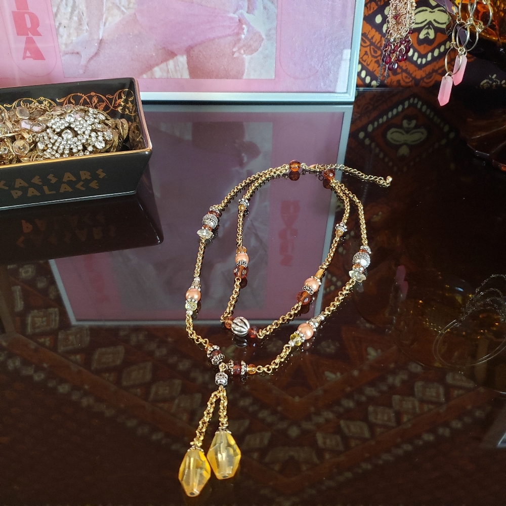 Vintage Avon boho festival glass bead necklace
